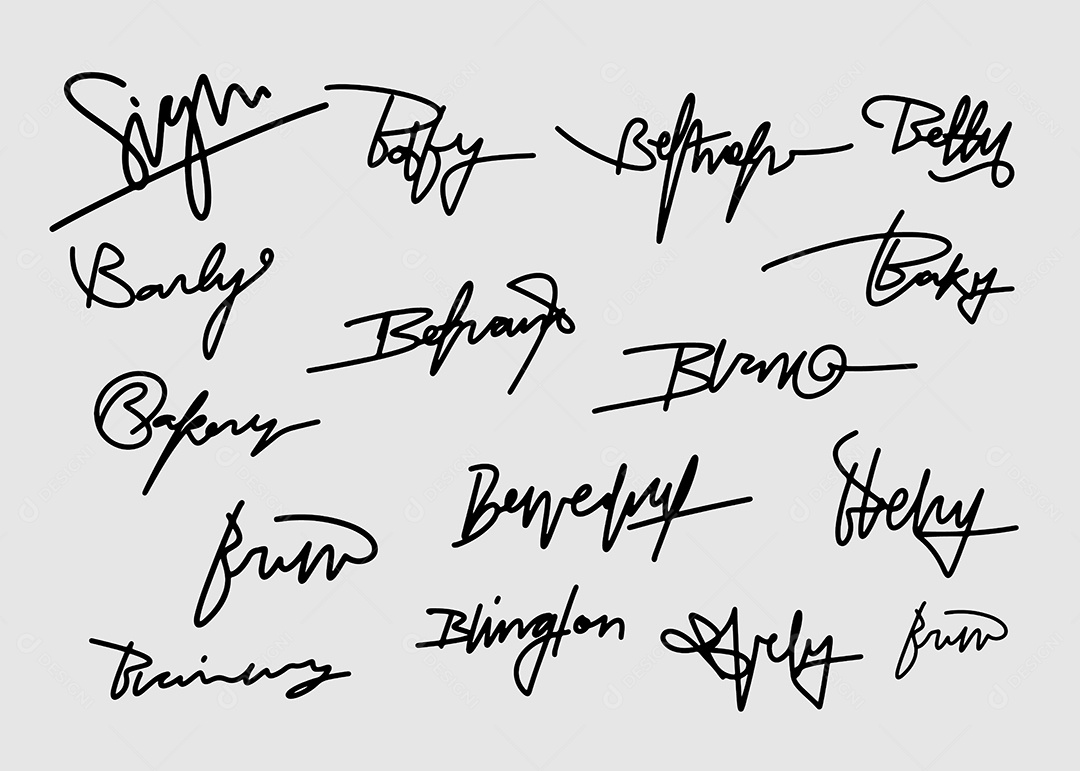 Conjunto de Assinatura Ilustração Vetor EPS