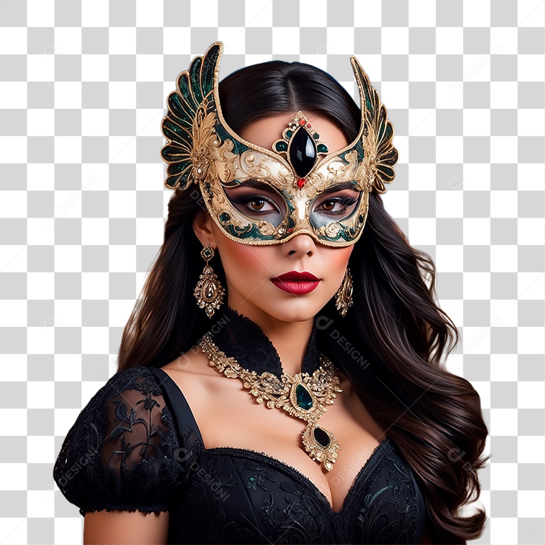 Mulher de Mascara PNG Transparente