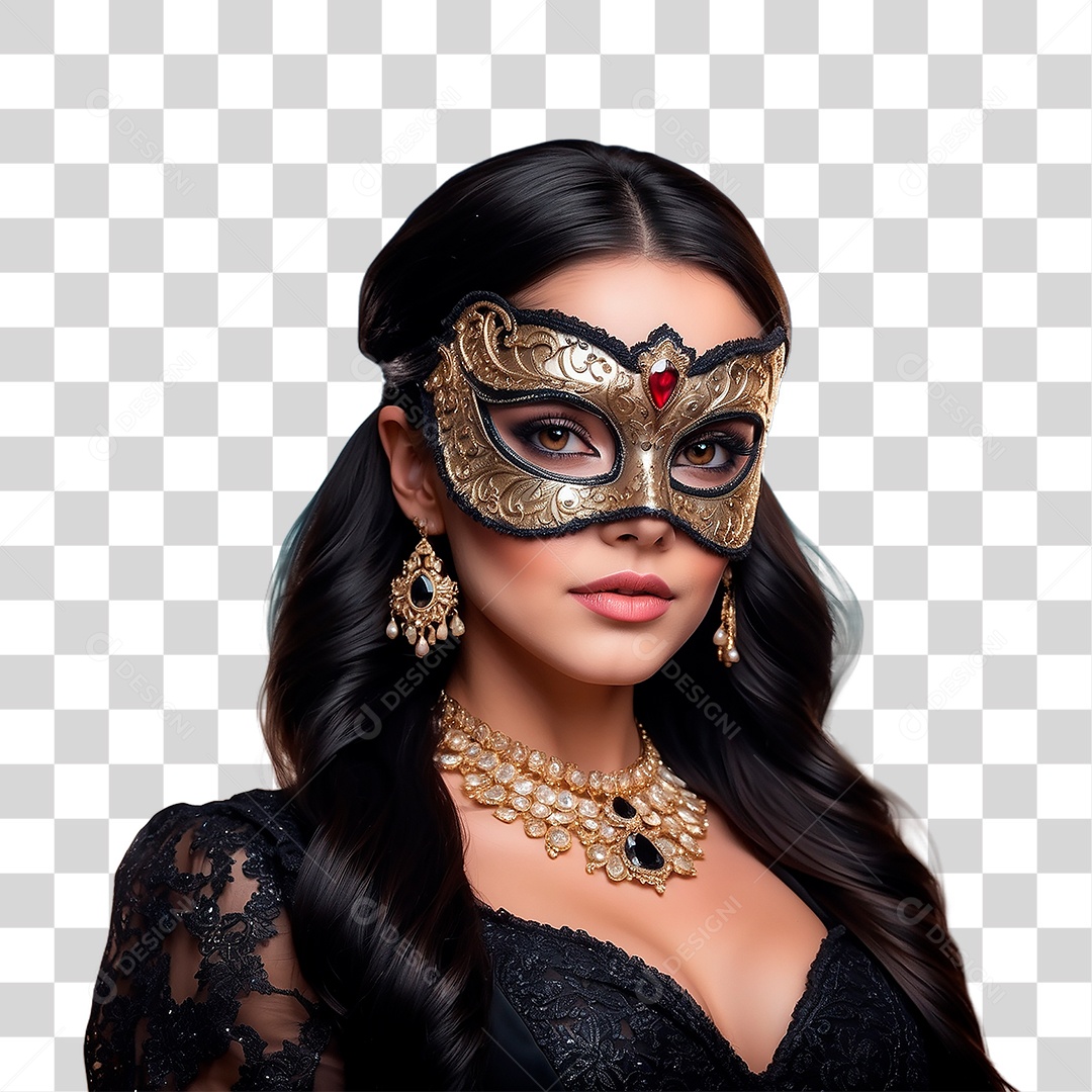 Mulher de Mascara PNG Transparente