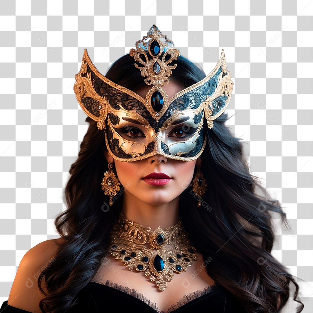 Mulher de Mascara PNG Transparente