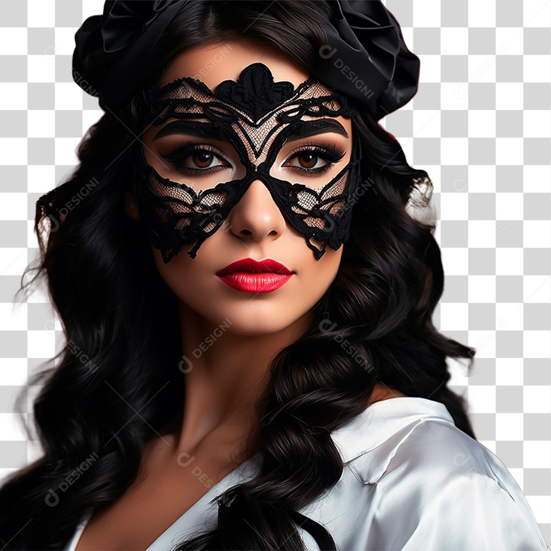 Mulher de Mascara PNG Transparente