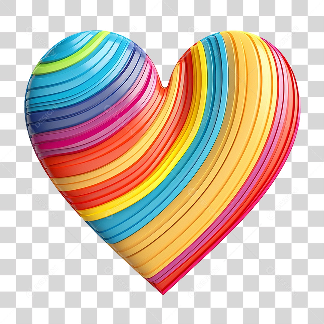 Coração Colorido Cores Formas PNG Transparente