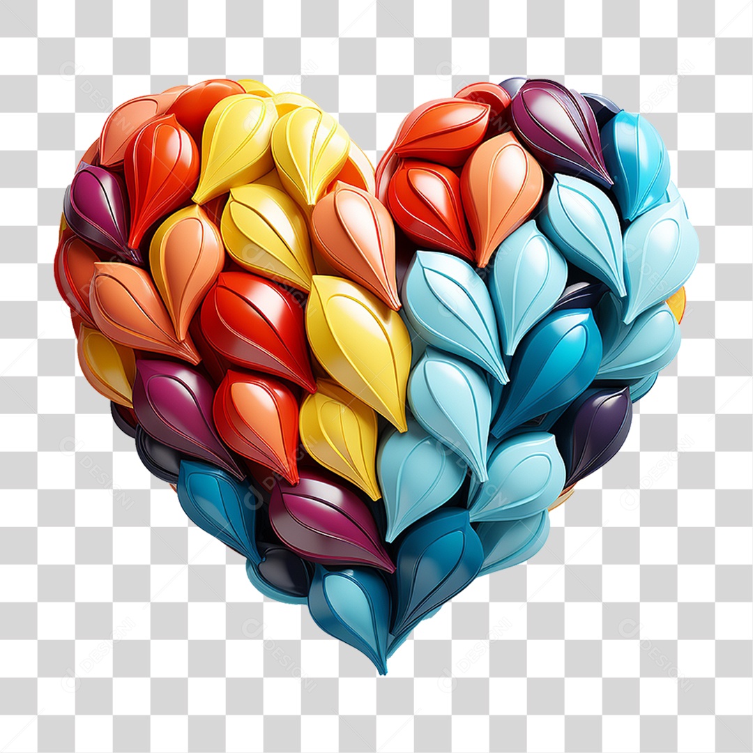 Coração Colorido Cores Formas PNG Transparente