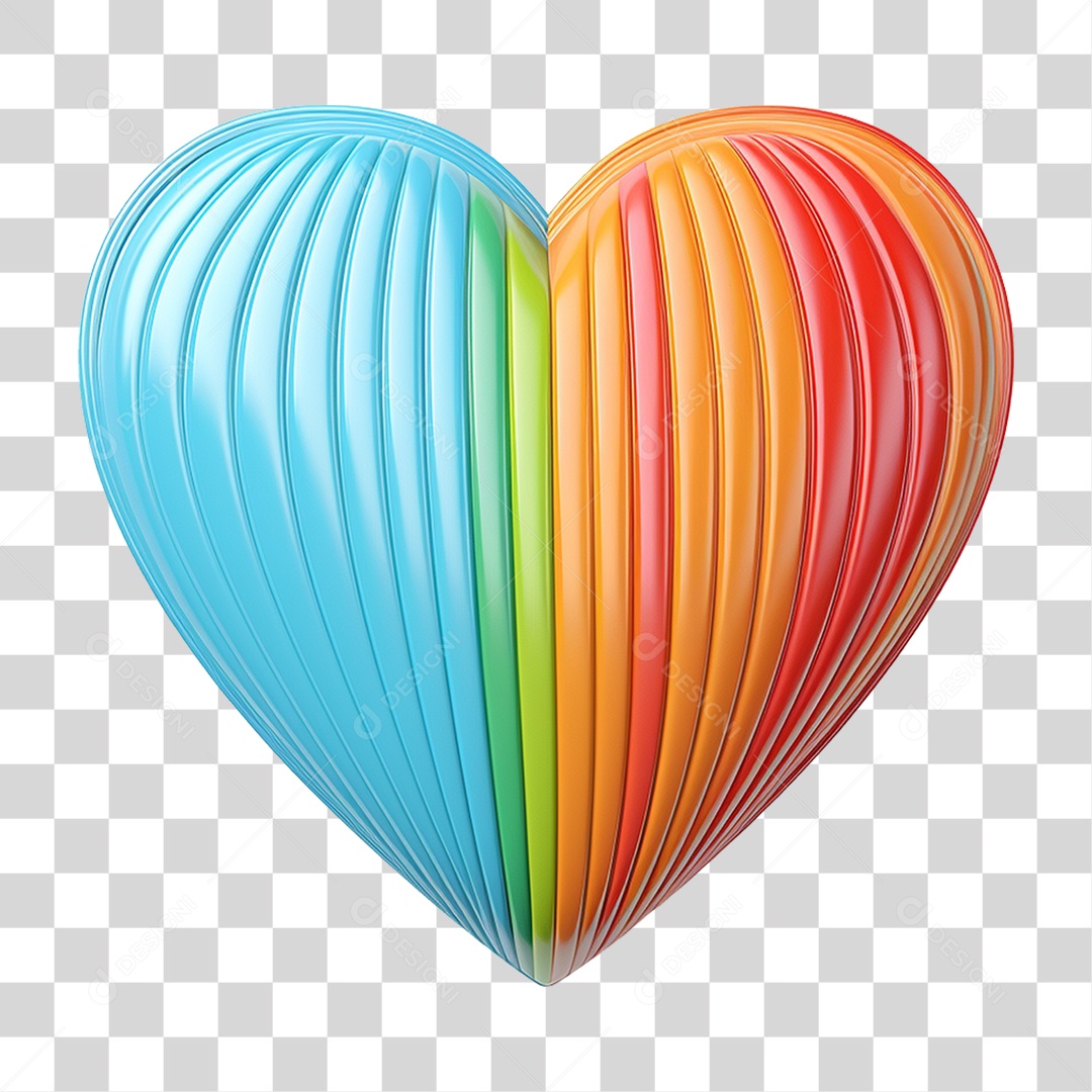 Coração Colorido Cores Formas PNG Transparente
