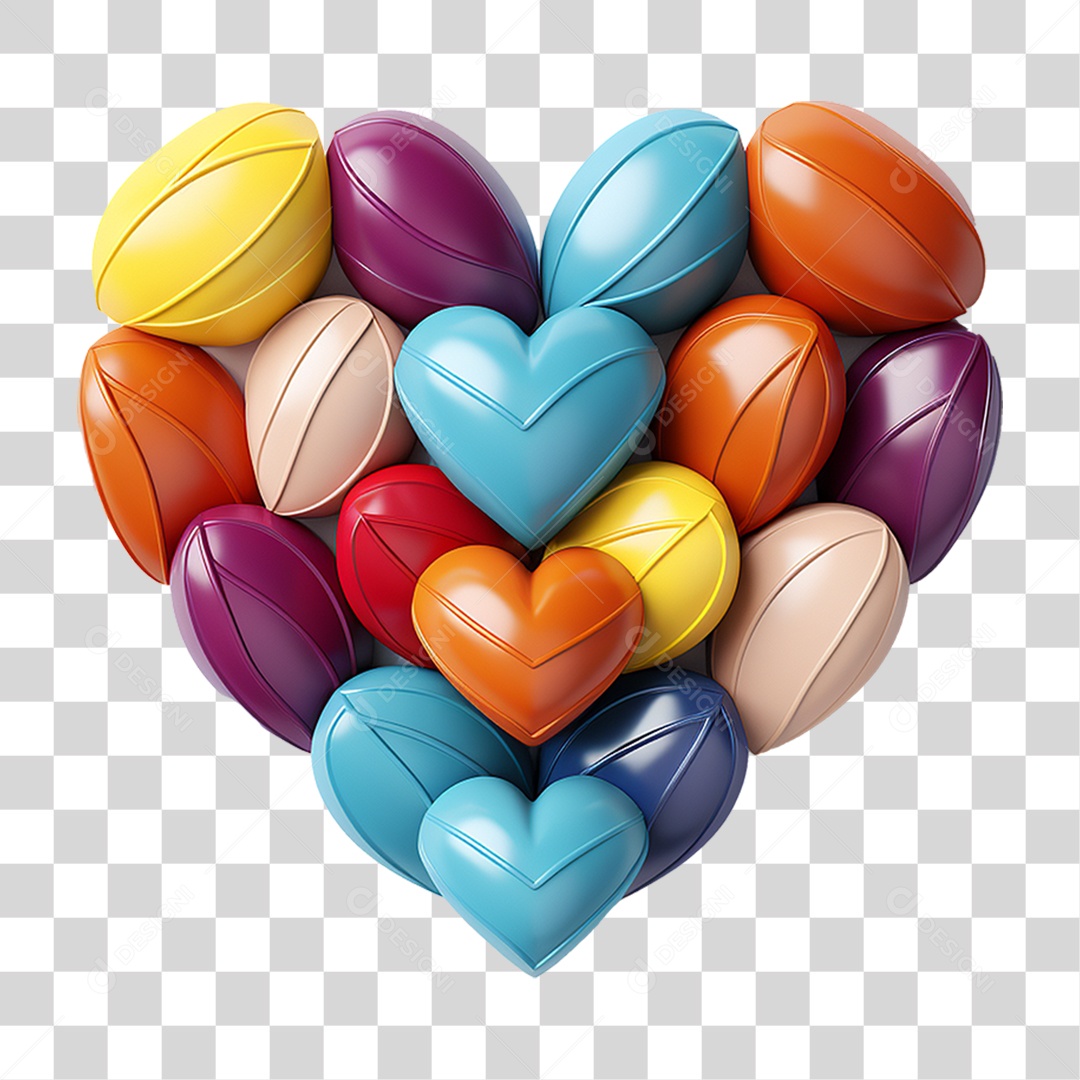 Coração Colorido Cores Formas PNG Transparente