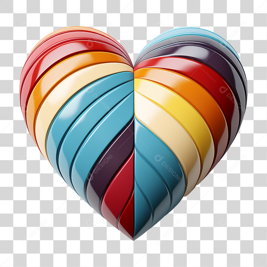 Coração Colorido Cores Formas PNG Transparente