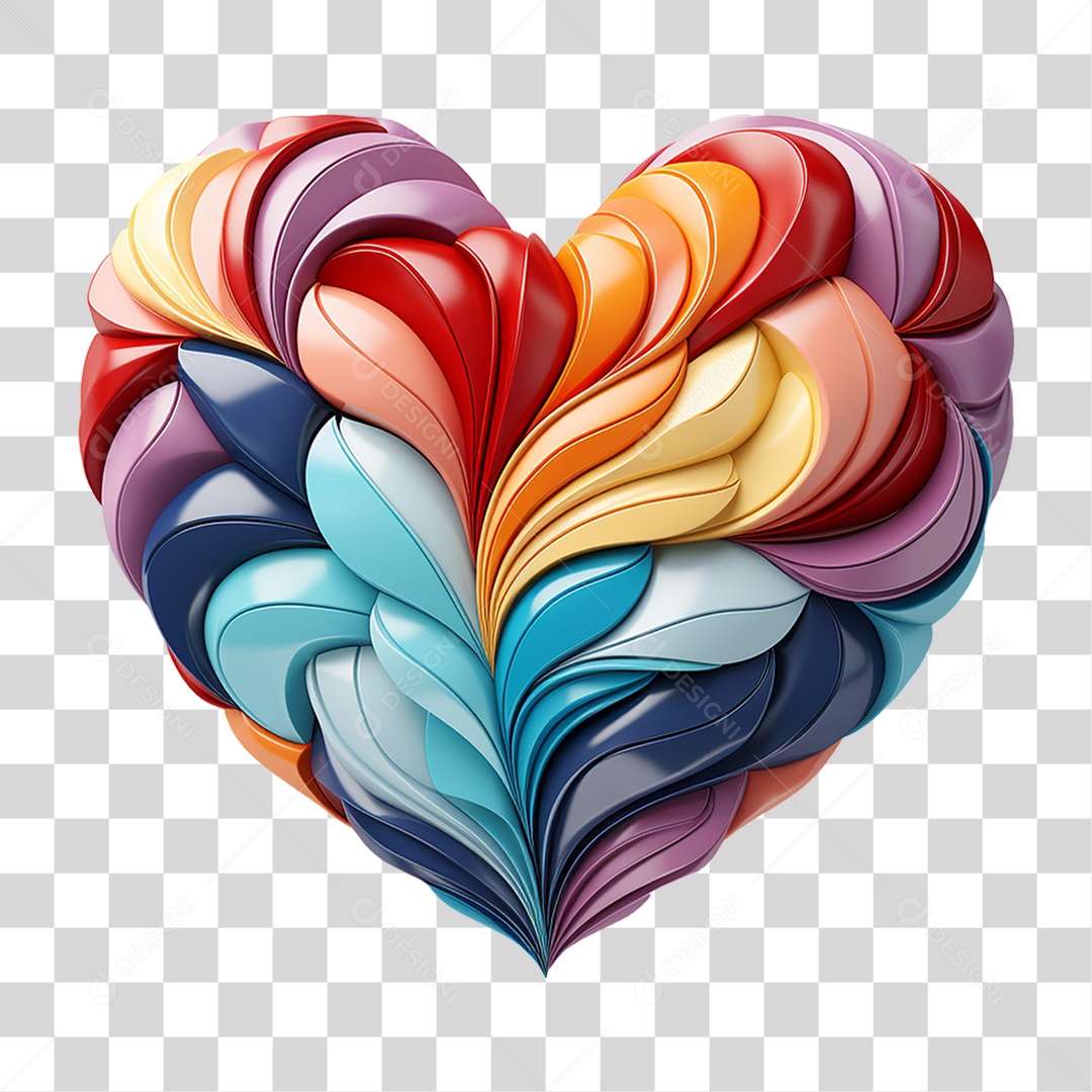 Coração Colorido Cores Formas PNG Transparente