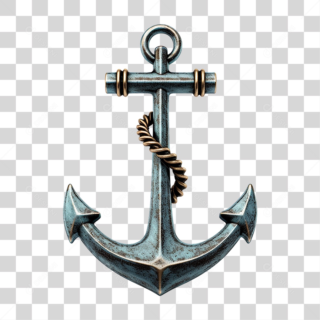 Elemento 3D Âncora de Navio com Corrente PNG Transparente
