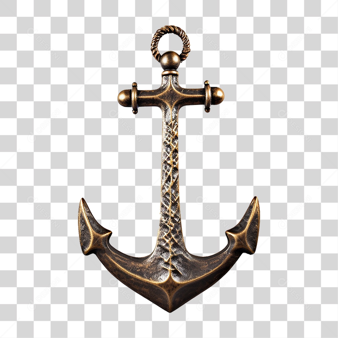 Elemento 3D Âncora de Navio com Corrente PNG Transparente