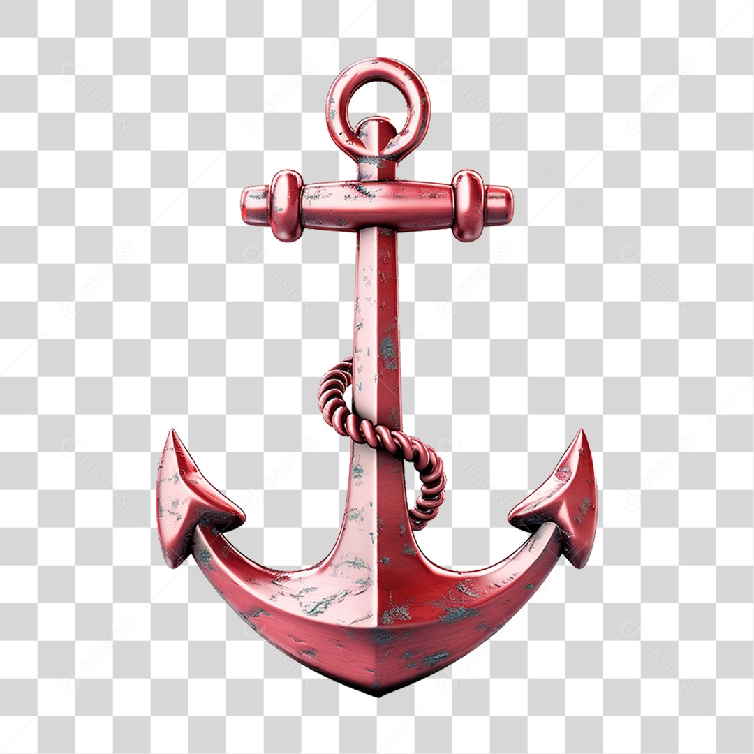 Elemento 3D Âncora de Navio com Corrente PNG Transparente