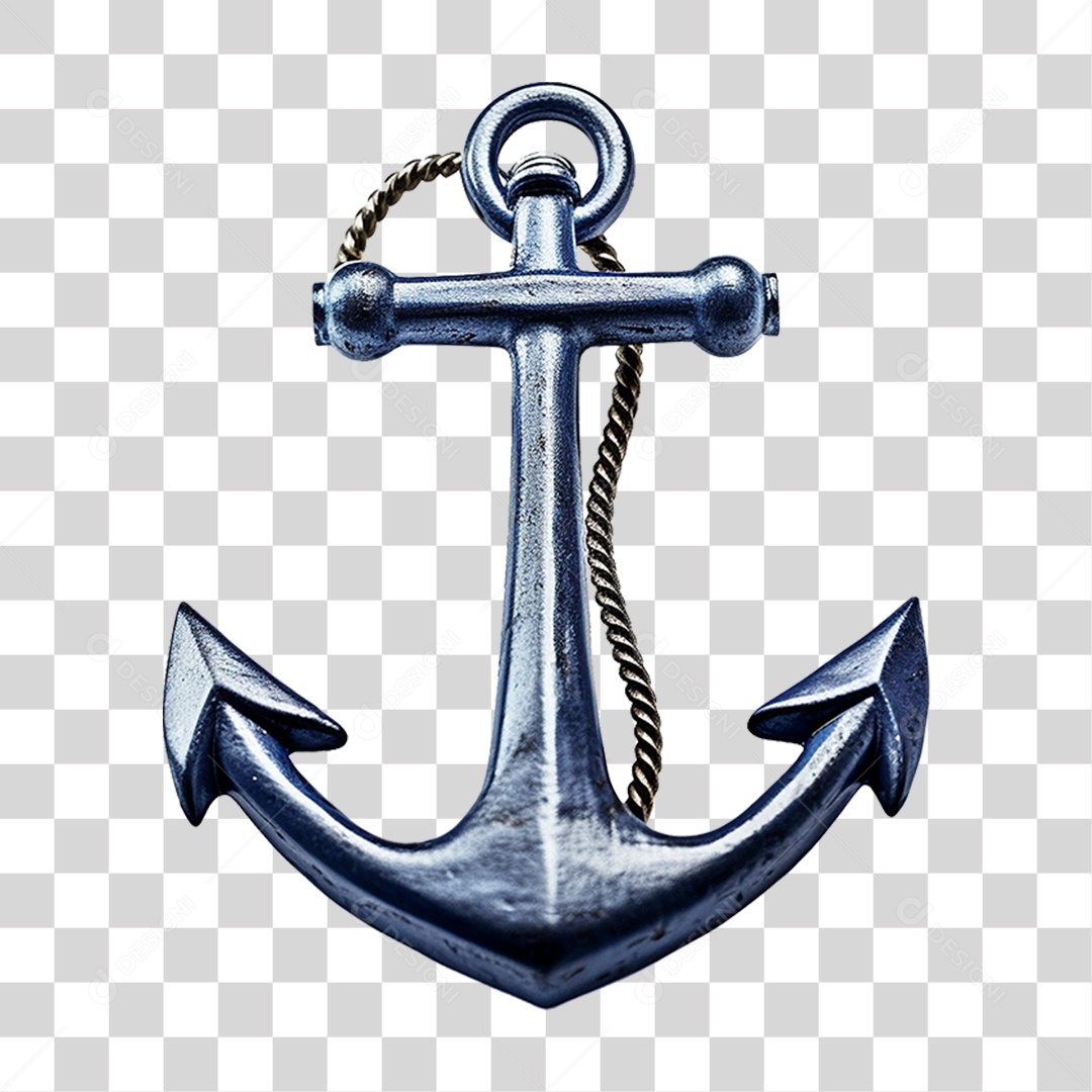 Elemento 3D Âncora de Navio com Corrente PNG Transparente