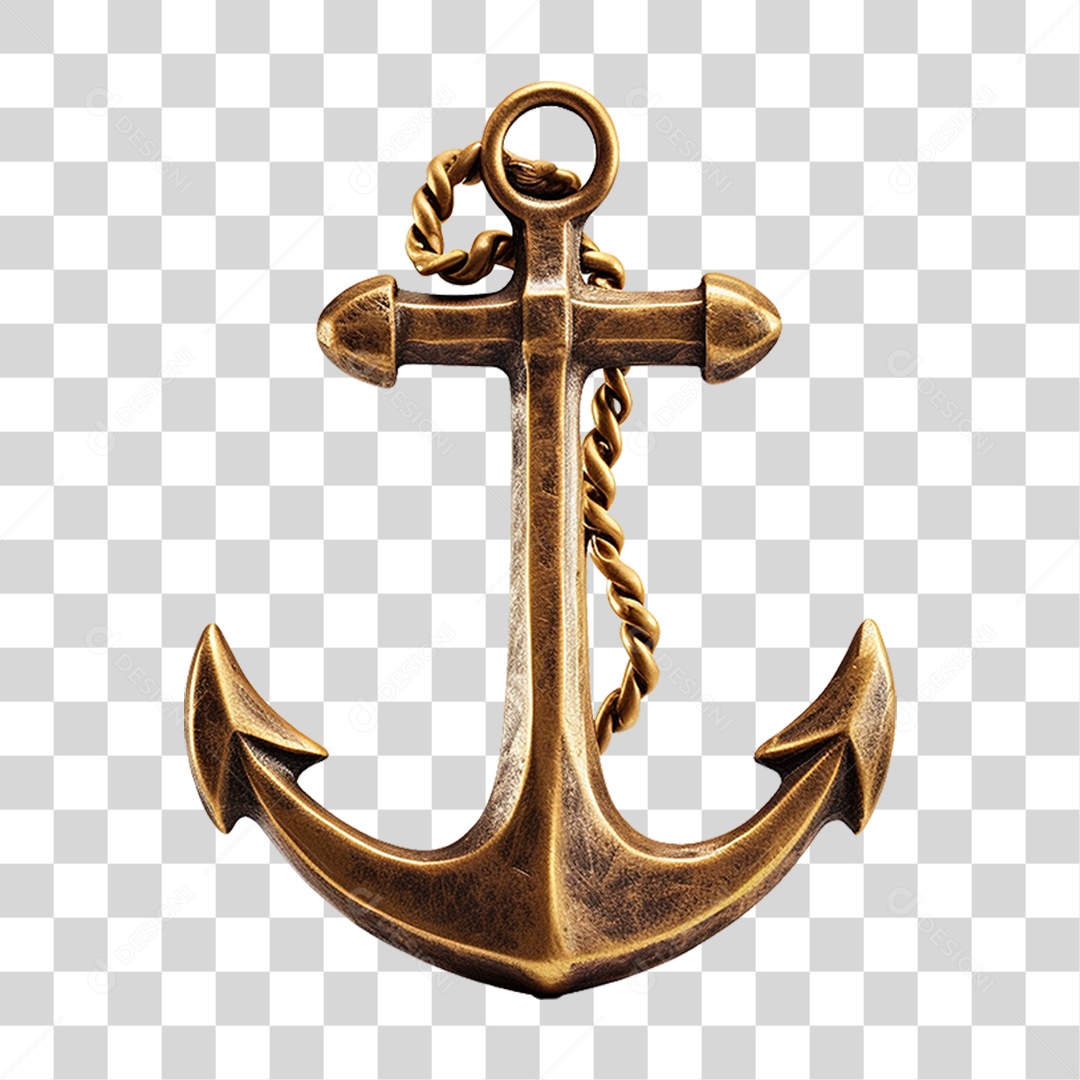 Elemento 3D Âncora de Navio com Corrente PNG Transparente
