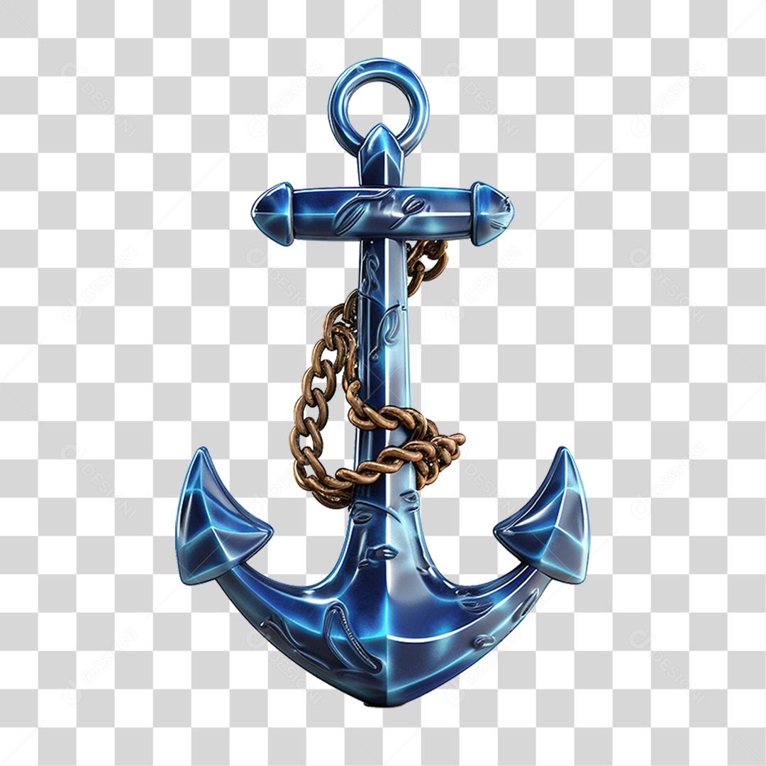 Elemento 3D Âncora de Navio com Corrente PNG Transparente