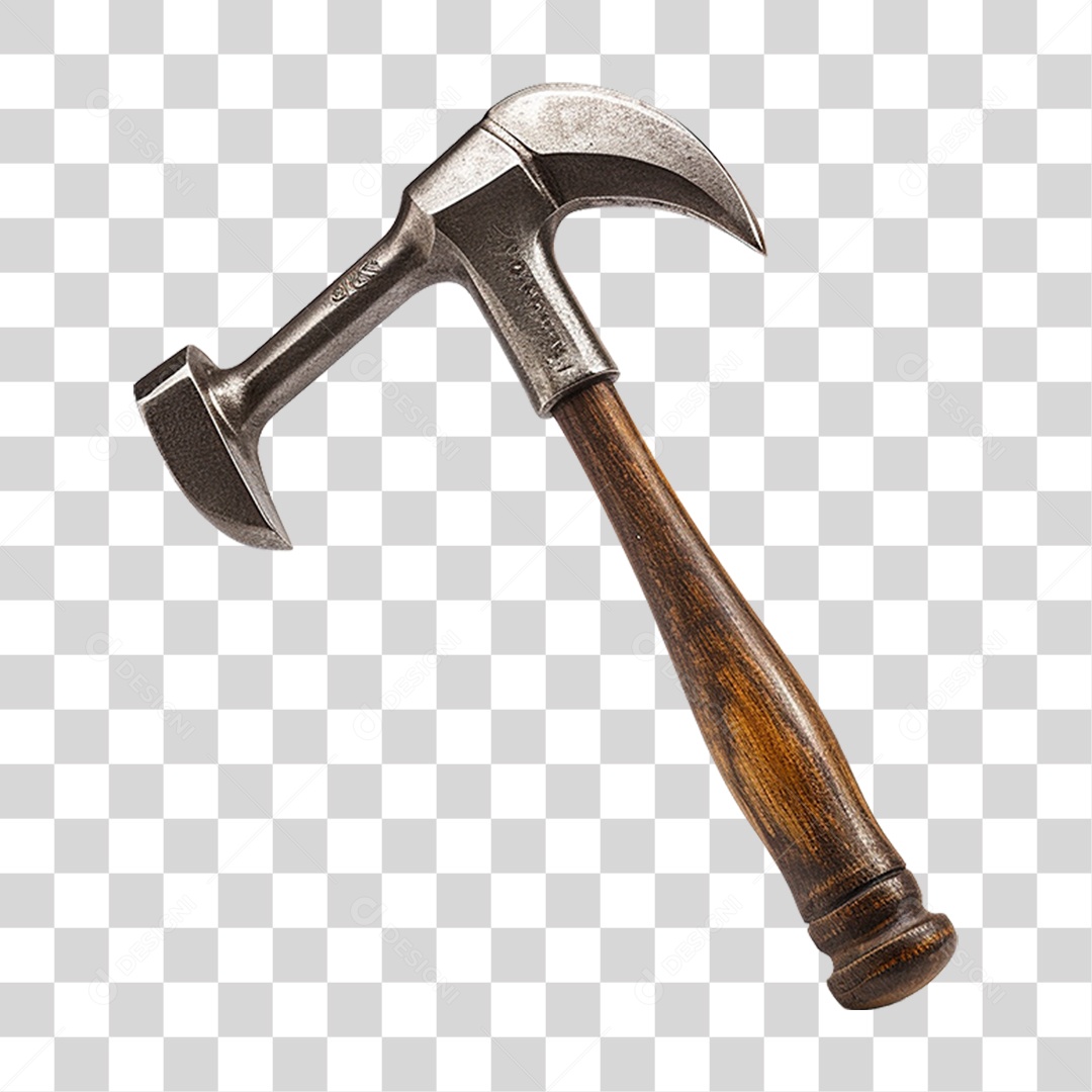 Martelo de Garra e Cabo de Madeira PNG Transparente