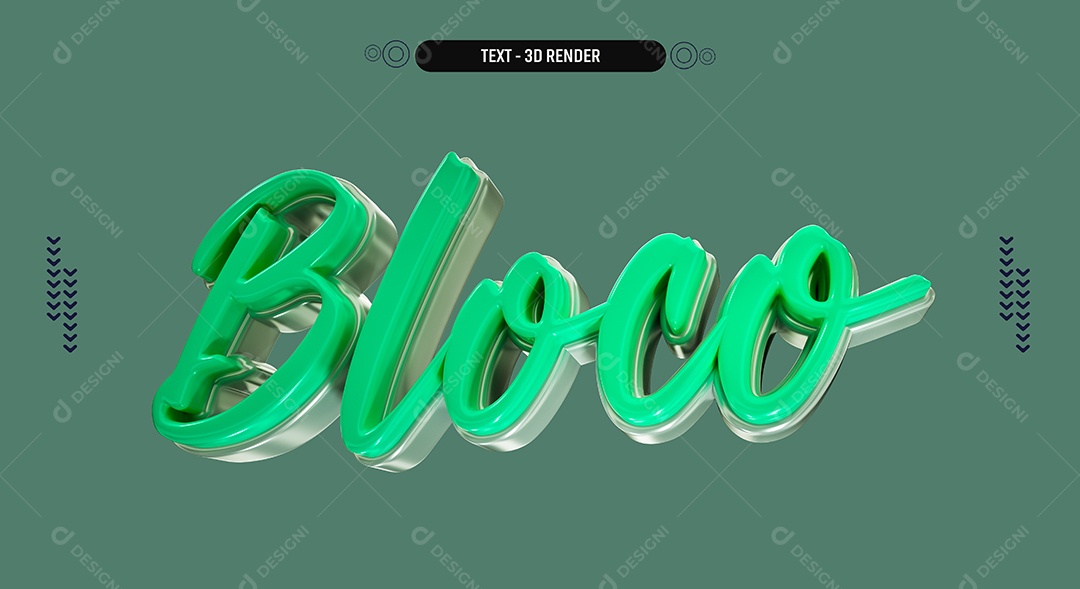 Texto 3D Bloco Verde Para Composição PSD