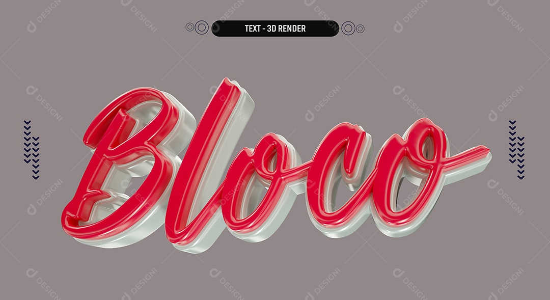 Texto 3D Bloco Vermelho Para Composição PSD