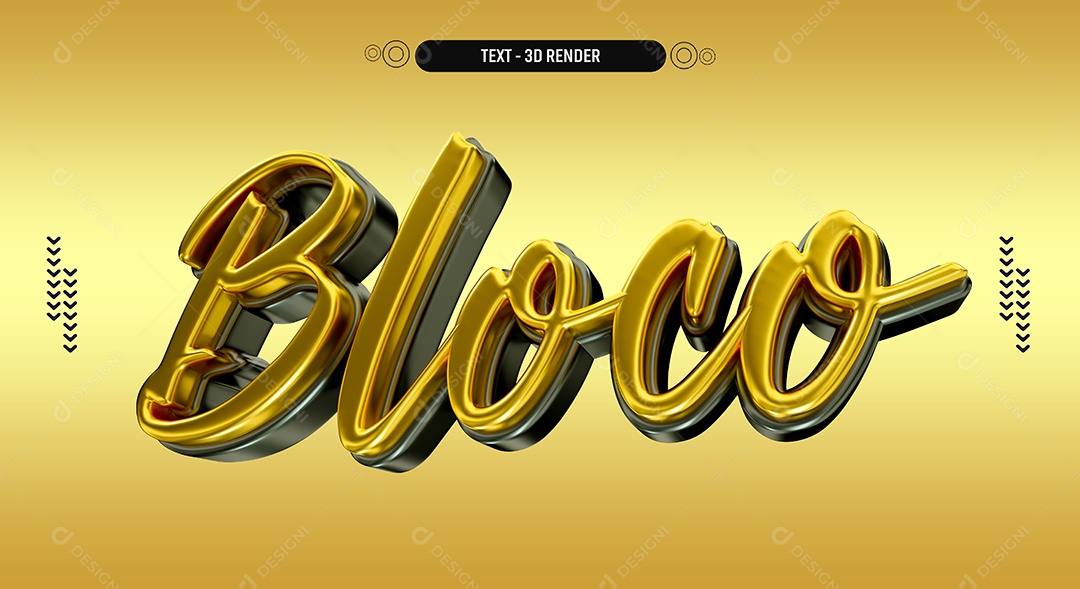 Texto 3D Bloco Dourado Para Composição PSD