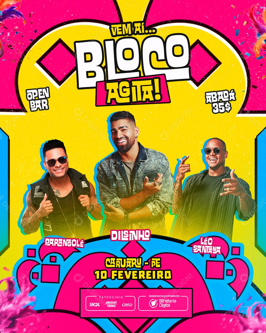 Social Media Flyer Vem Ai Bloco Agita PSD Editável