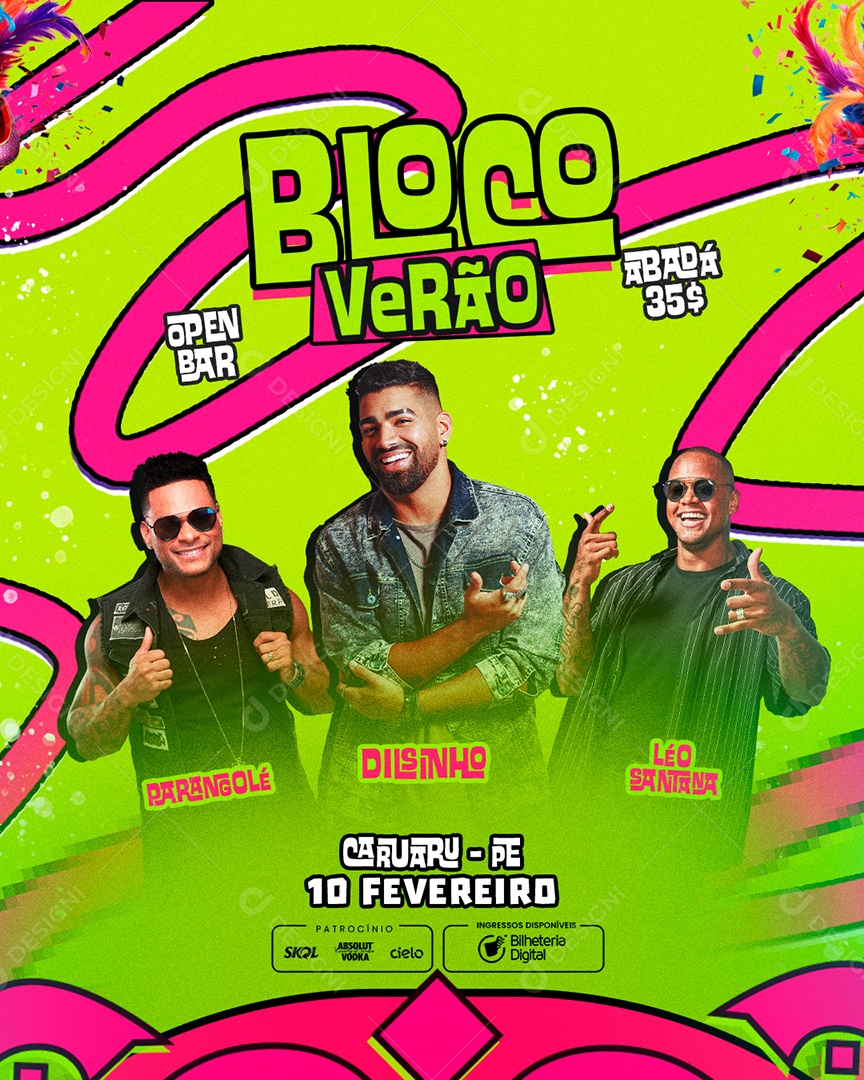 Social Media Flyer Bloquinho Verão PSD Editável