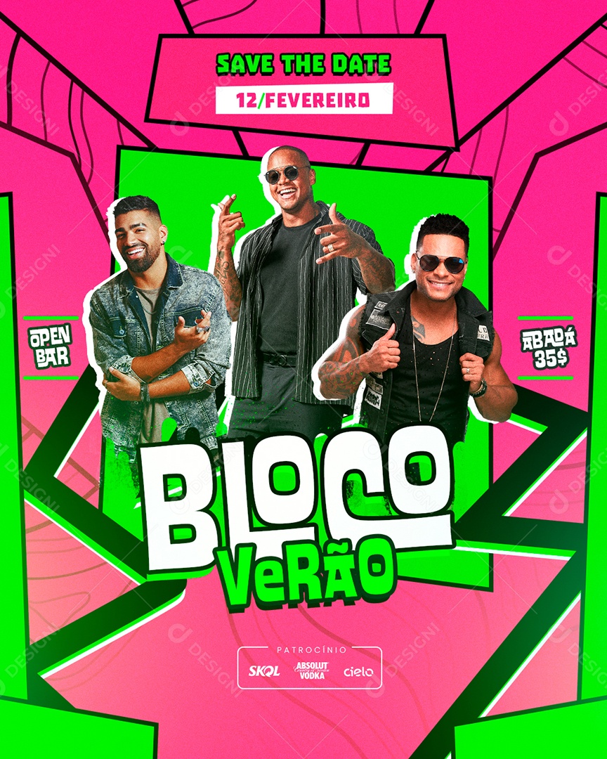 Social Media Flyer Bloco Verão PSD Editável