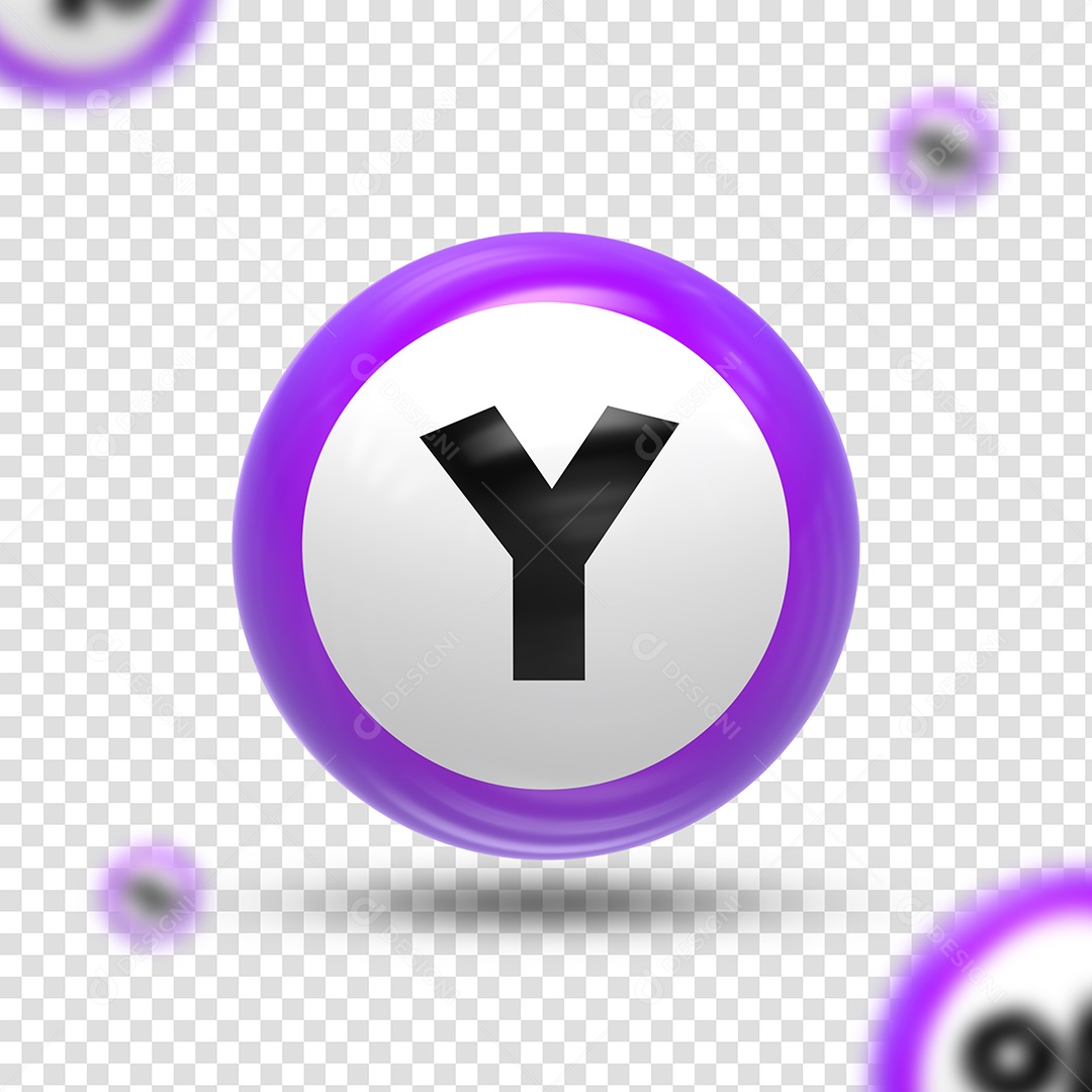 Letra Y Maiúsculo Elemento 3D para Composição PSD