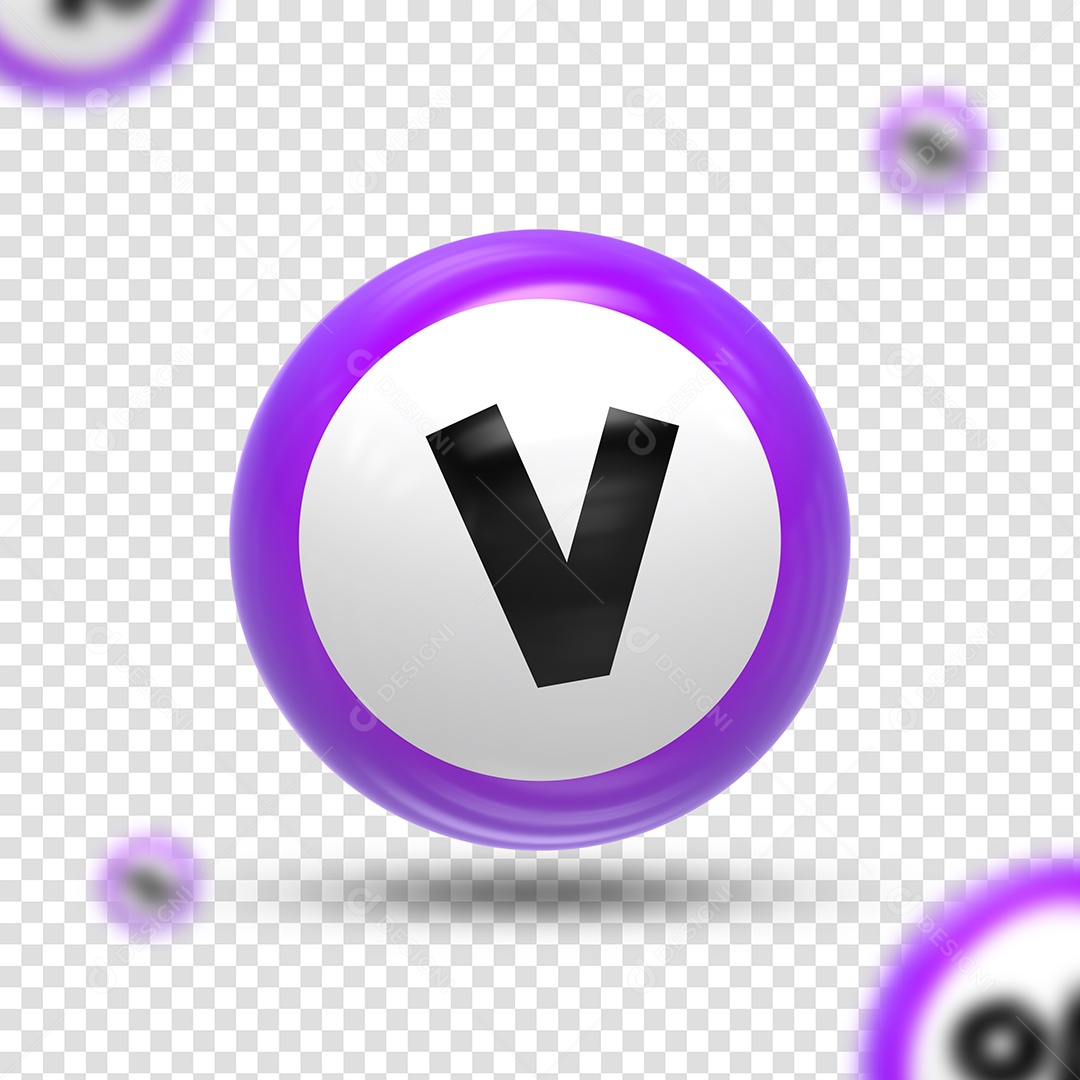 Letra V Maiúsculo Elemento 3D para Composição PSD