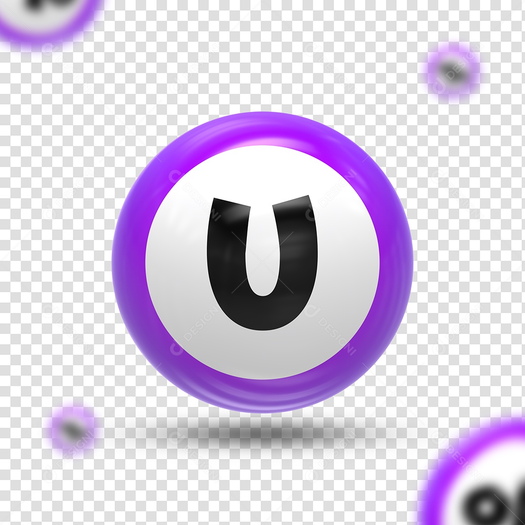 Letra U Maiúsculo Elemento 3D para Composição PSD