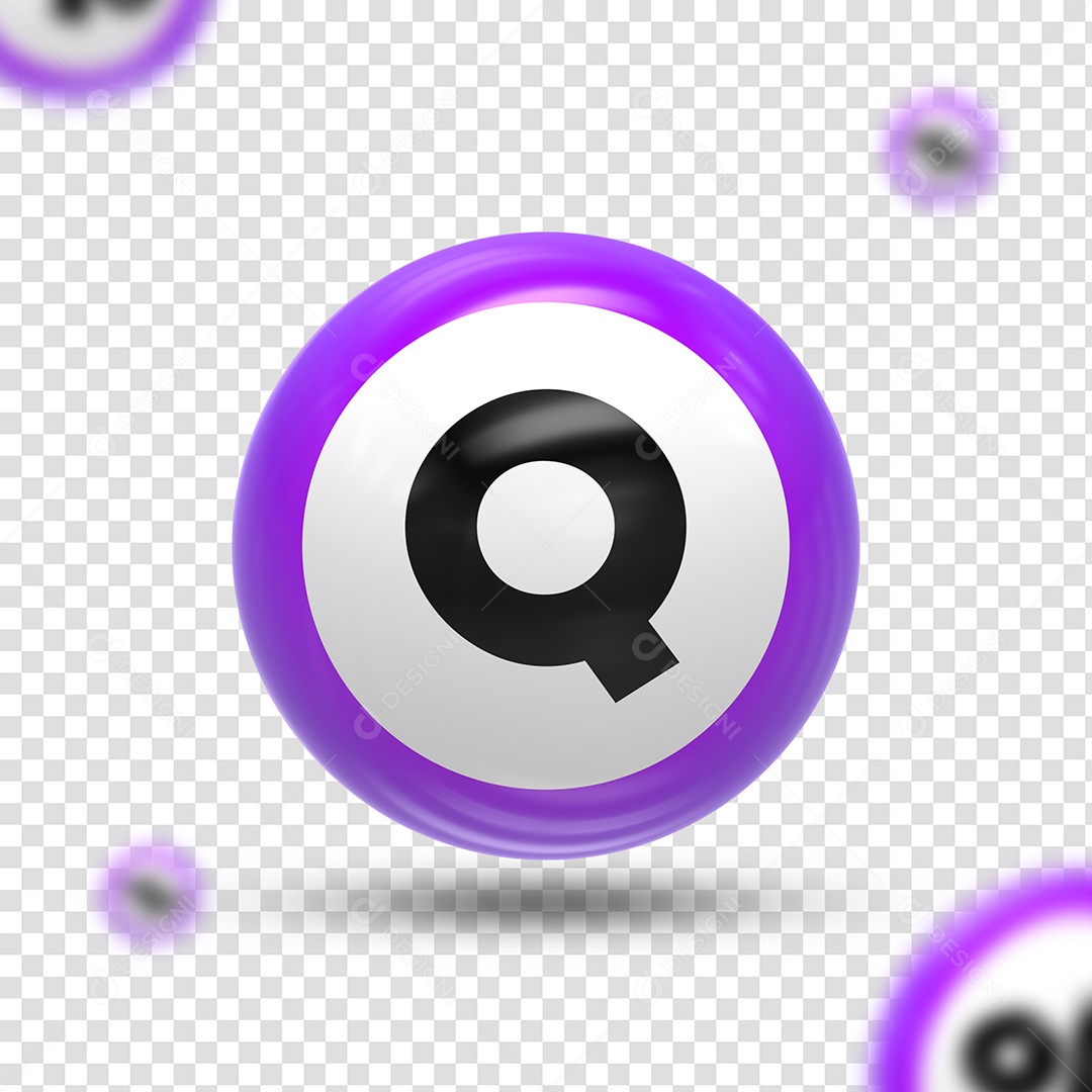 Letra Q Maiúsculo Elemento 3D para Composição PSD