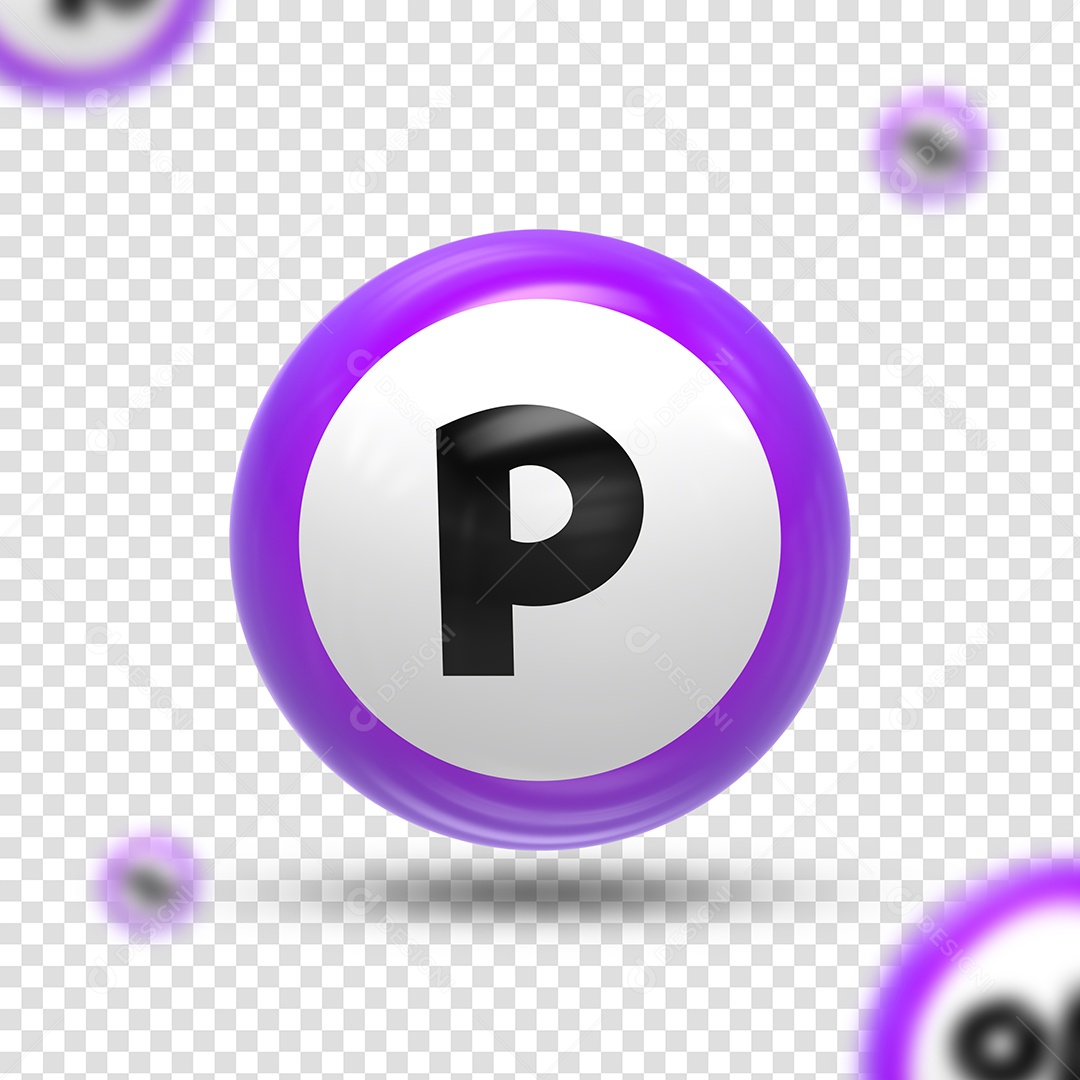 Letra P Maiúsculo Elemento 3D Preto para Composição PSD