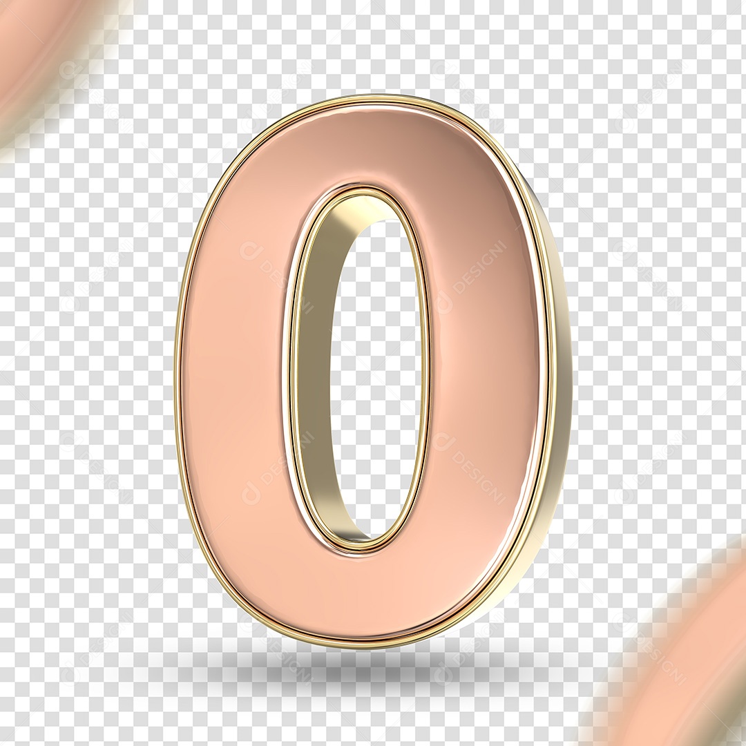 Número  3D 0 Rosa para Composição PSD