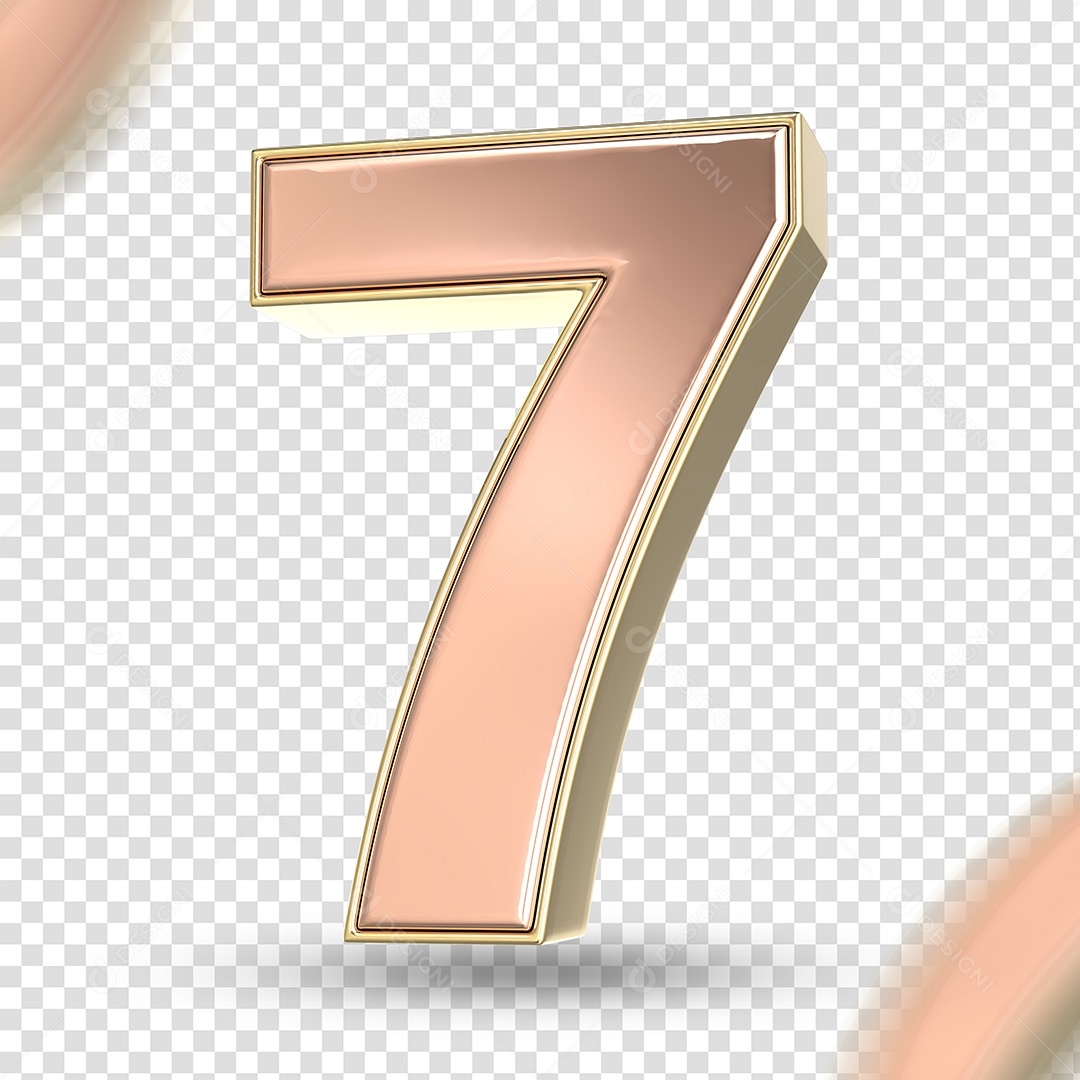 Número 3D 7 Rosa para Composição PSD