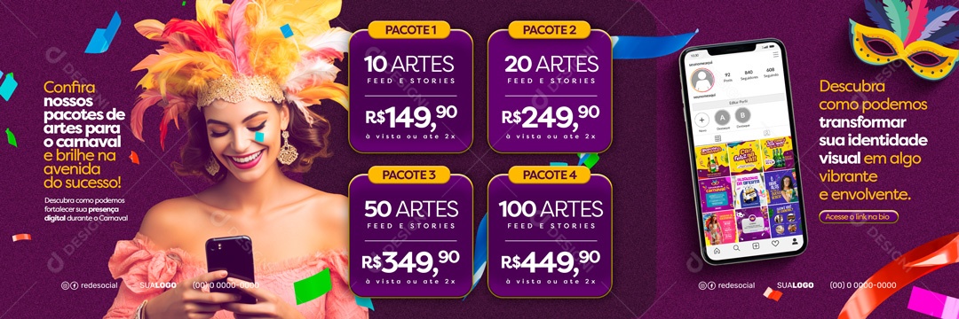 Social Media Banner Confira Nossos Pacotes De Artes PSD Editável