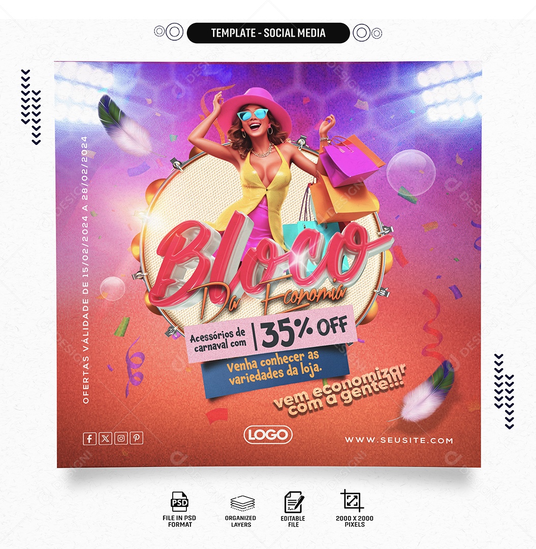 Social Media Feed Bloco Da Economia Variedades Da Loja PSD Editável