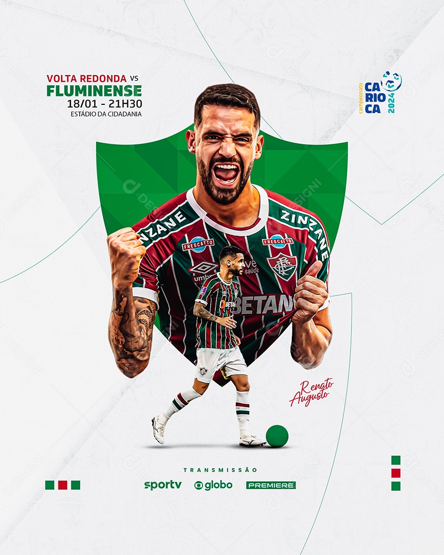 Social Media Flyer Futebol Renato Augusto Fluminense PSD Editável