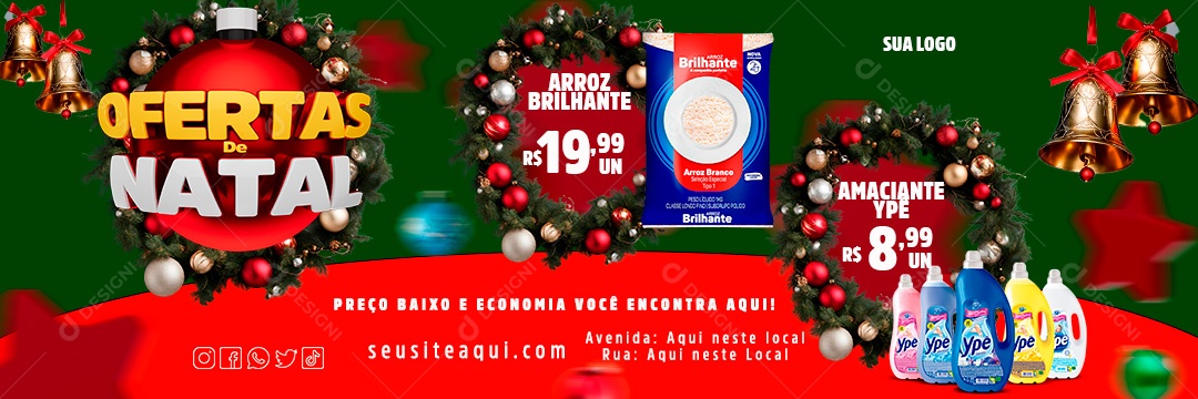 Social Media Carrossel Ofertas De Natal Supermercado PSD Editável