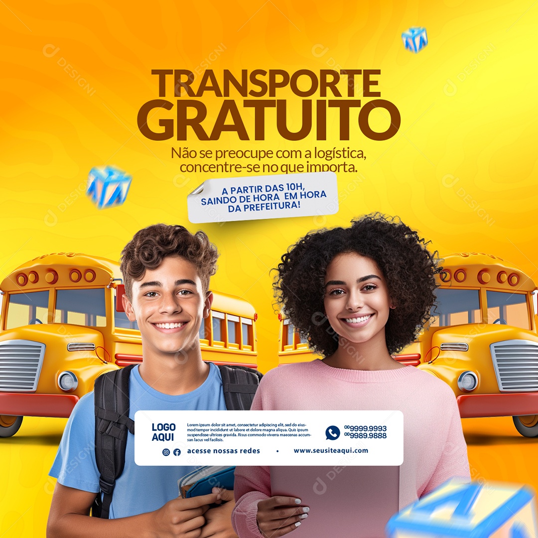 Transporte Gratuito Enem Não se preocupe com a logística Social Media PSD Editável