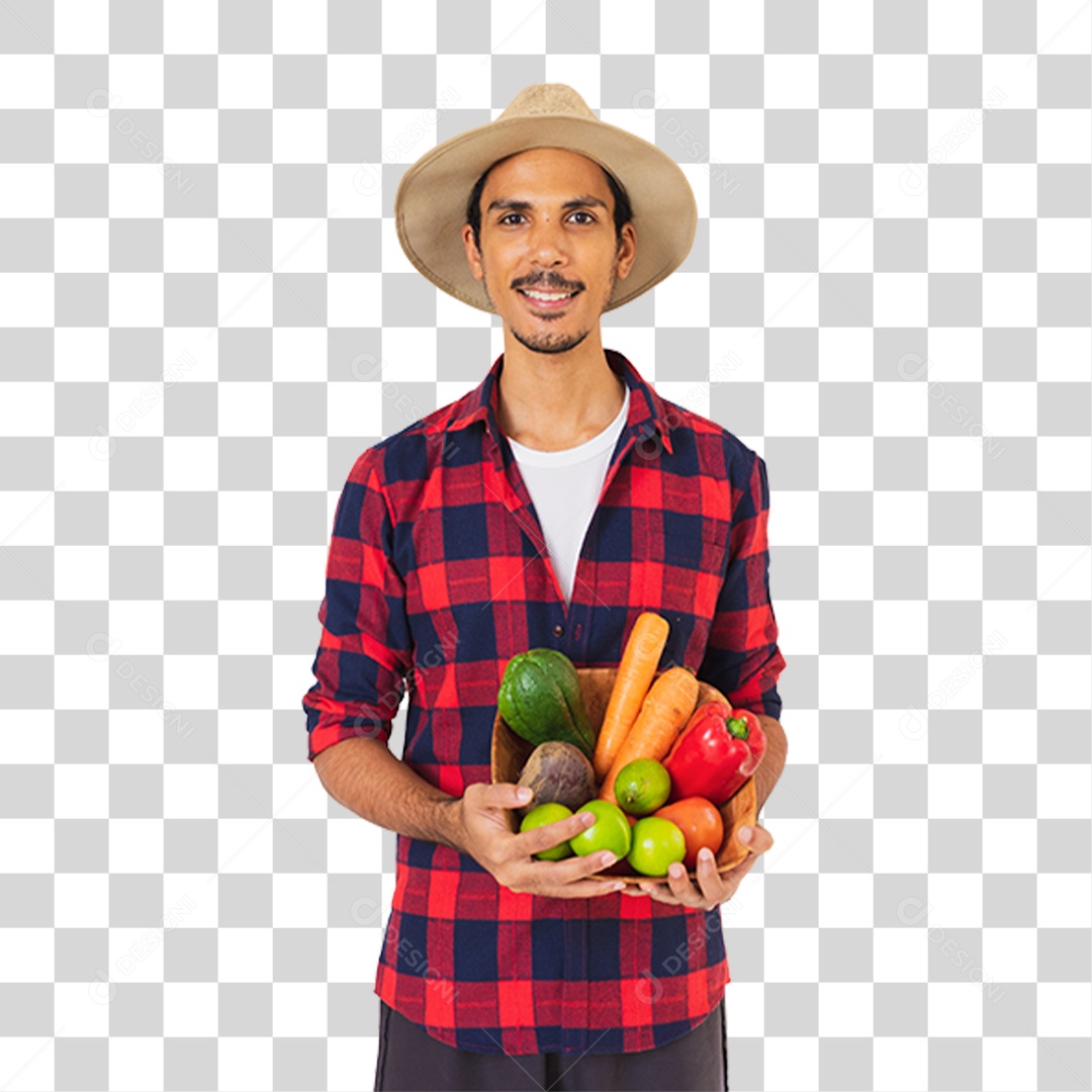 Homem com Camisa Quadriculada São João PNG Transparente