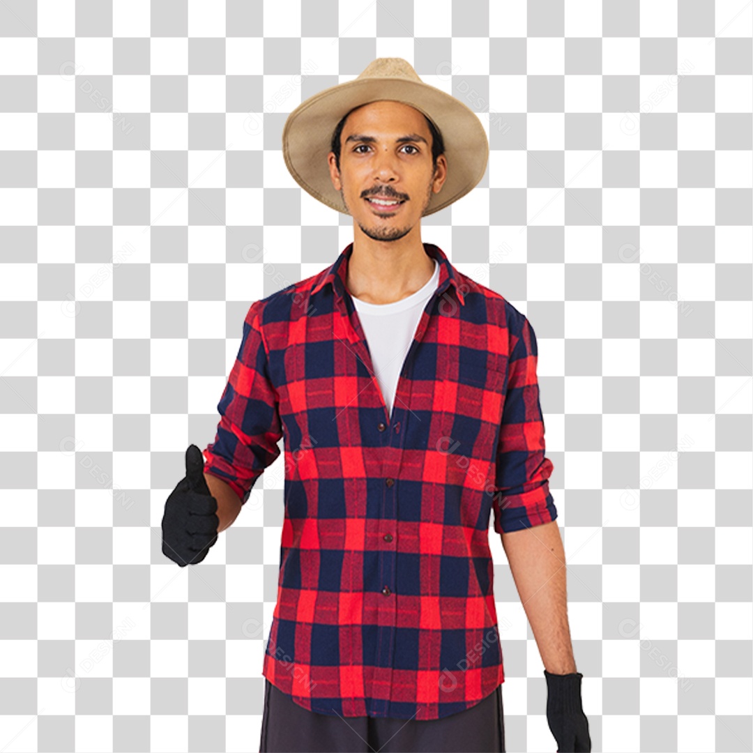 Homem com Camisa Quadriculada São João PNG Transparente