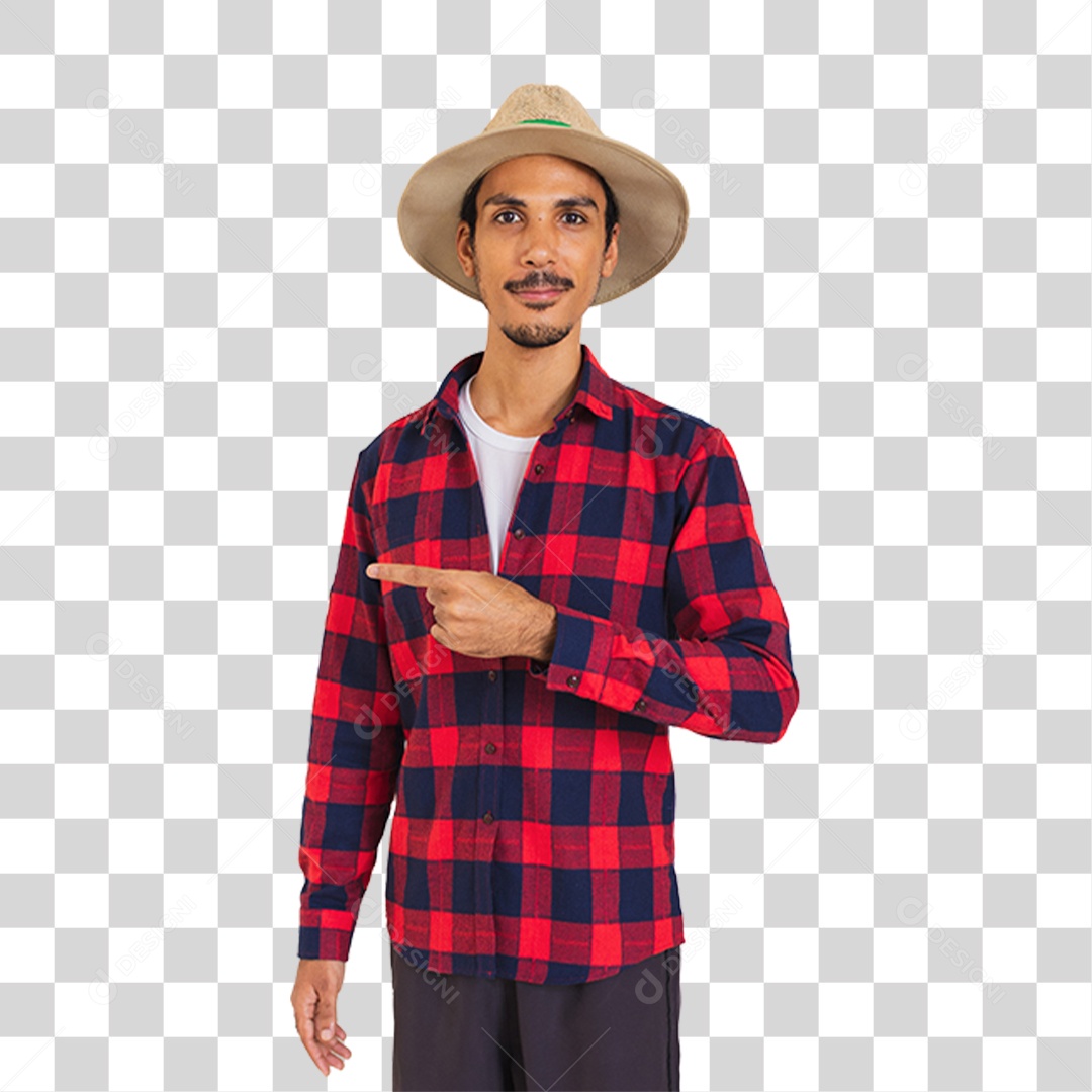 Homem com Camisa Quadriculada São João PNG Transparente