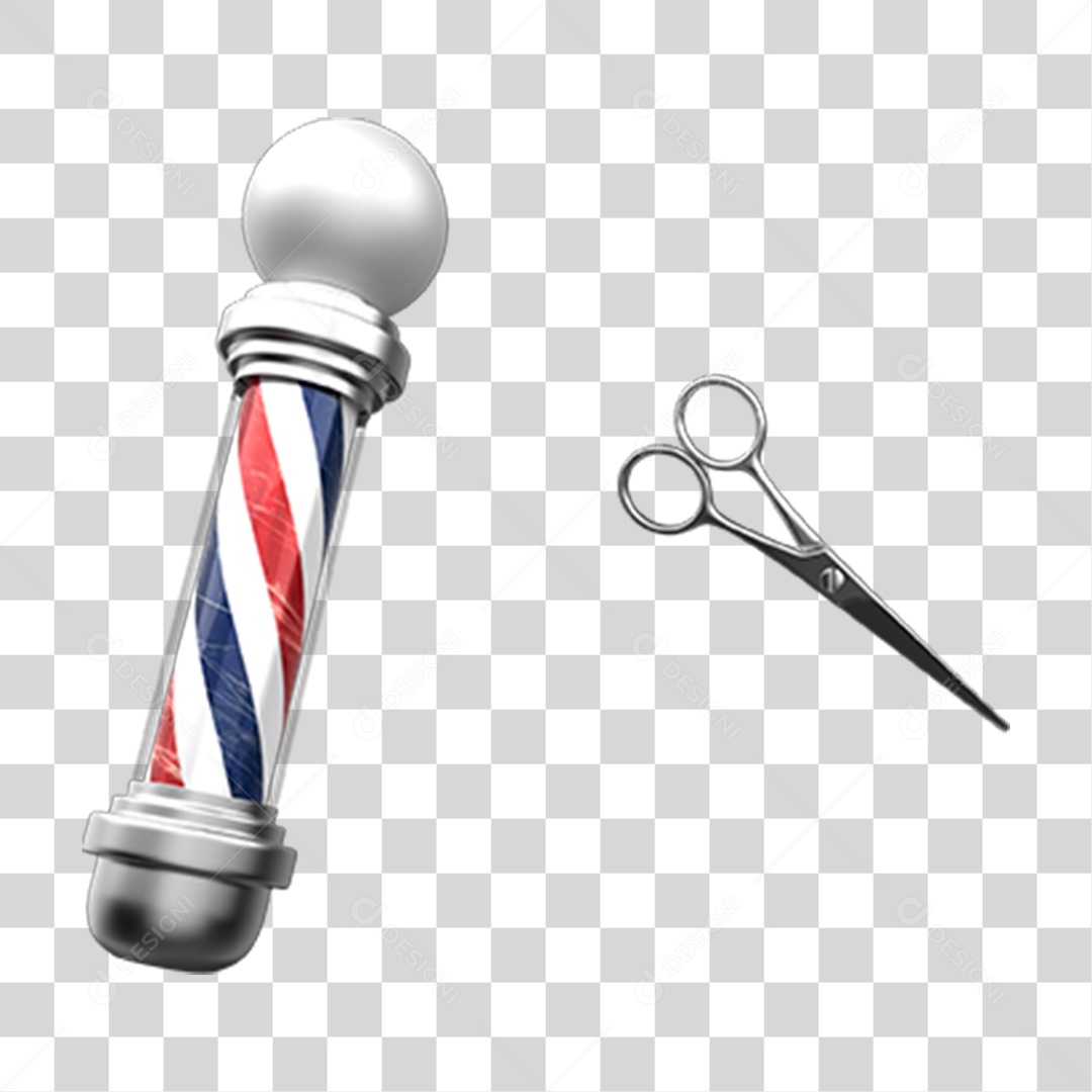Elemento 3D Tesoura de Corte Cabelereiro PNG Transparente