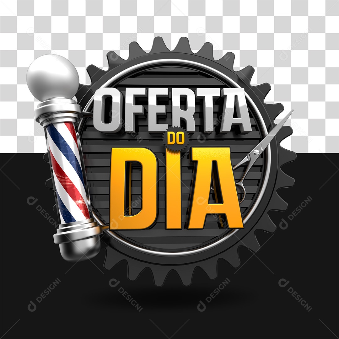 Selo 3D Oferta Do Dia Cinza Amarelo e Preto para Composição PSD