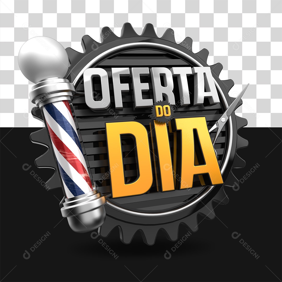 Oferta Do Dia Selo 3D Cinza Amarelo e Preto para Composição PSD