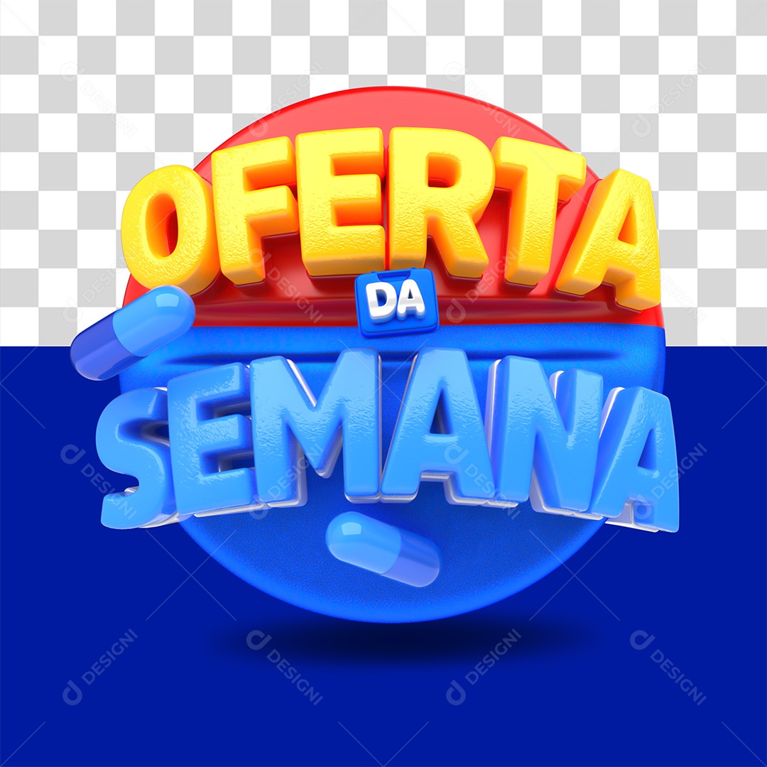 Offers Of The Week Red Blue and Yellow 3D Stamp for PSD Composition