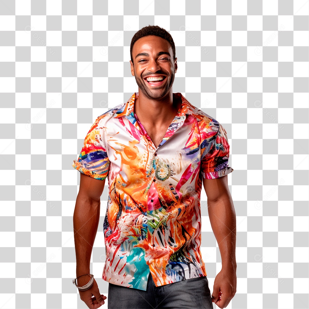 Homem com Roupa Colorida PNG Transparente