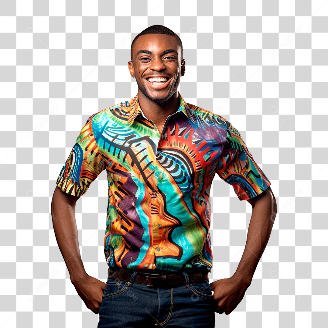 Homem com Roupa Colorida PNG Transparente