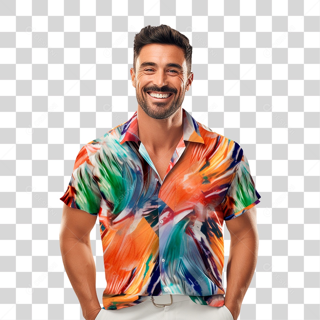 Homem com Roupa Colorida PNG Transparente