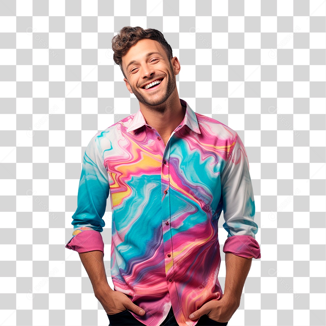 Homem com Roupa Colorida PNG Transparente
