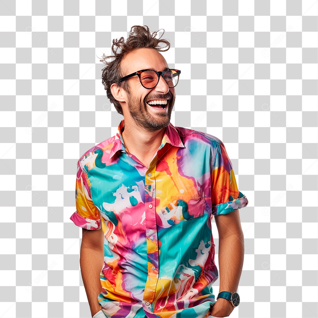 Homem com Roupa Colorida PNG Transparente