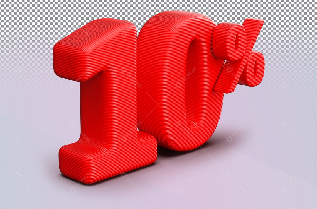 Desconto de 10% Número 3D para Composição PSD