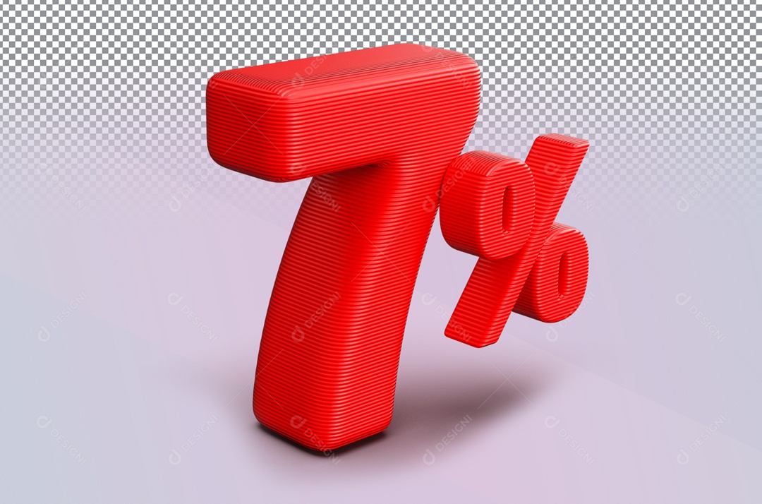 Desconto de 7% Número 3D para Composição PSD